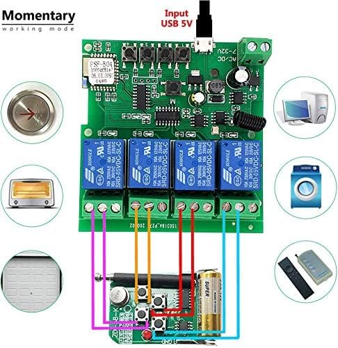 Newgoal 4 channelsWiFi Wireless Smart Switch Inching Self-locking Relay Module - Image 3