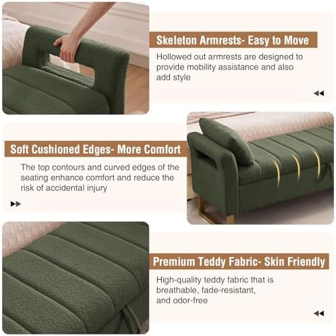 66" storage bench for bedroom upholstered end of showing dimensions
