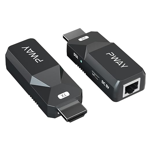 PWAY HDMI Extender 165ft Audio Video 1080P Over Cat5 Cat6 Ethernet Cable by PWAY