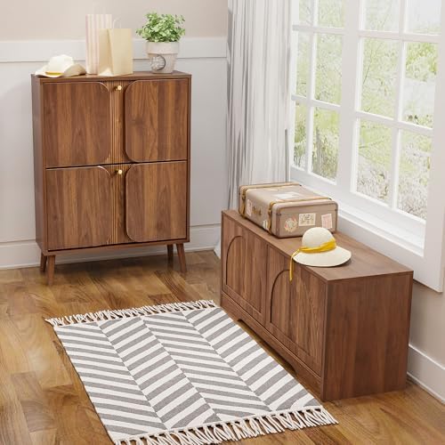 berrymerry 39.4" fluted 2 tier shoe storage bench on a desk or shelf