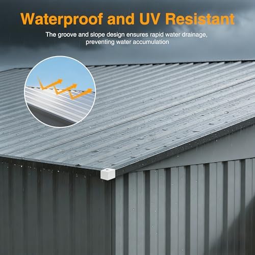 12ft outdoor storage shed,grey metal waterproof shed with, package contents