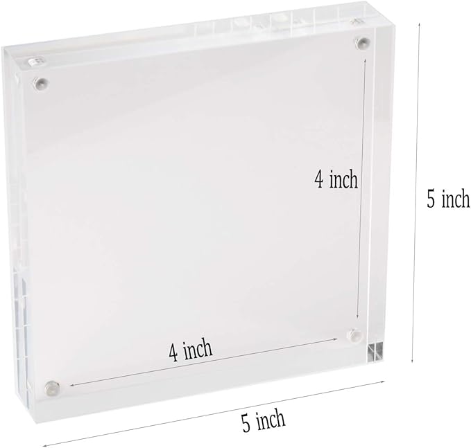 Meetu Acrylic 5x5 Picture Frame 5 Pack Clear Two Sided Desk Photo Frame - Image 2