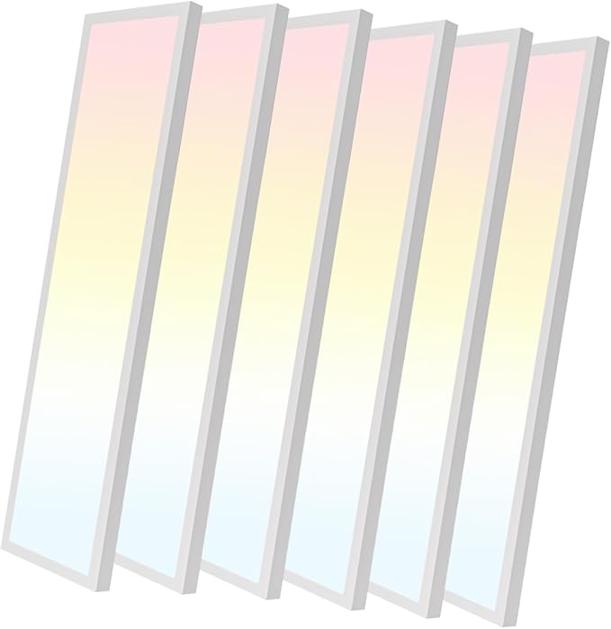 HOLDWILL 1X4 FT Led Flat Panel Light, 6 Pack 5CCT 3K/4K/4.5K/5.2K/6K Surface by HOLDWILL