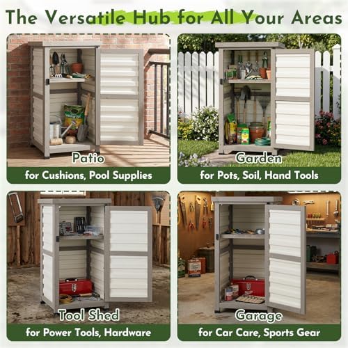 small outdoor storage cabinet with waterproof metal top, package contents
