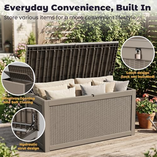 patiozen 360 gallon outdoor storage box, heavy duty, package contents