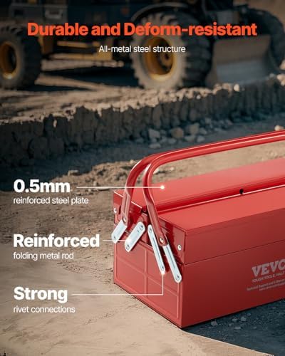 vevor metal tool box, 14-inch, 2-tier 3-tray portable, package contents