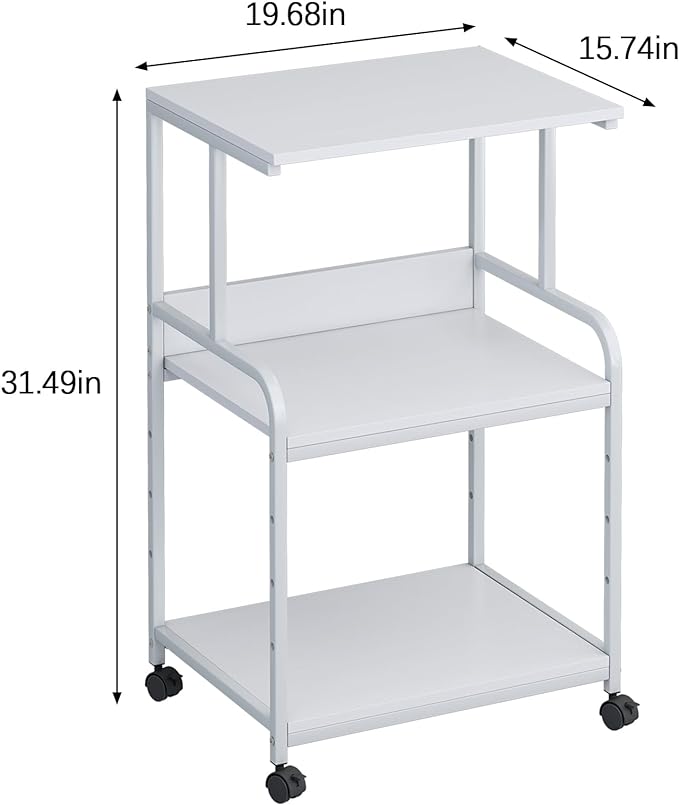 Arbuxzuy Printer Stand with Storage Shelf, 3 Tier Printer Cart with Wheels - Image 3