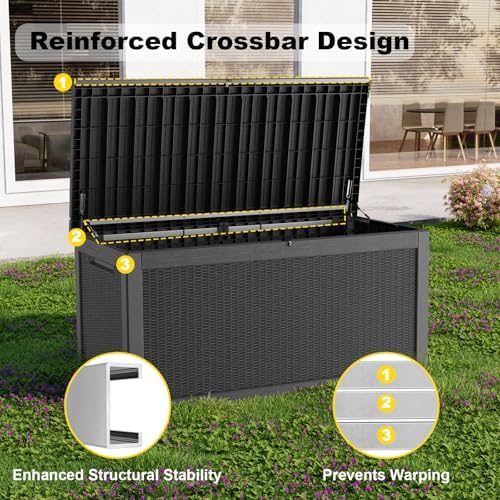 patiozen 320 gallon large resin deck box, lockable, package contents