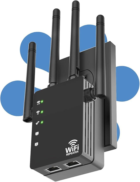 105-Device Compatible WiFi Extender Signal Booster, WiFi Extender, 12880 Sq.Ft by GEYILO