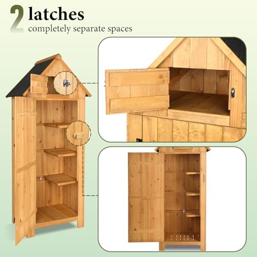 vingli outdoor wooden storage shed, garden shed outside, side view