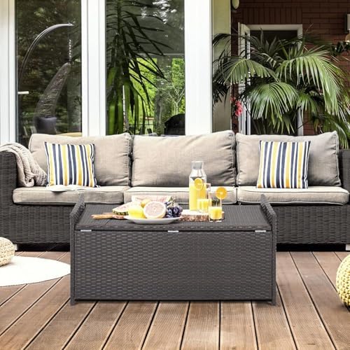 relax4life 34-gallon outdoor storage box - wicker rattan, view 9