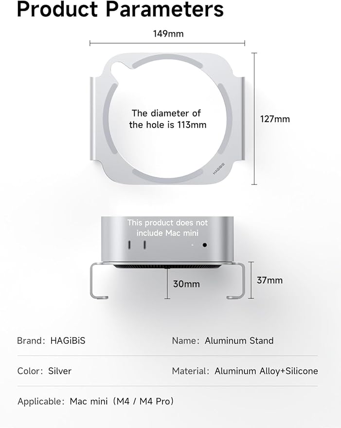 Hagibis Mac mini M4 Stand Aluminum Alloy Mount - Image 7