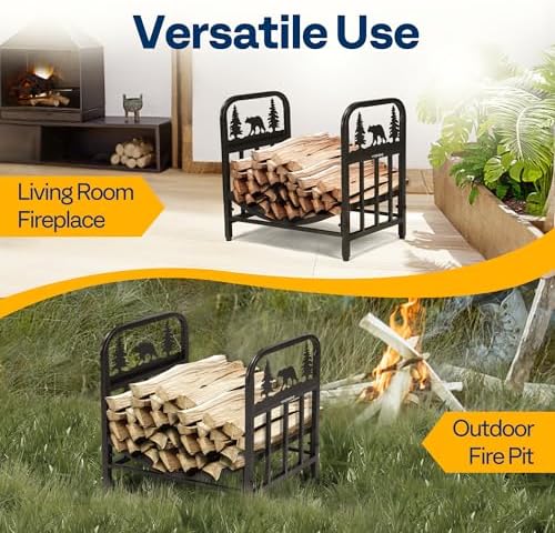 vivohome 16.5 in decorative firewood storage log rack on a desk or shelf