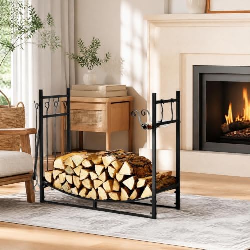 goplus firewood rack indoor, 36” firewood holder with, view 9