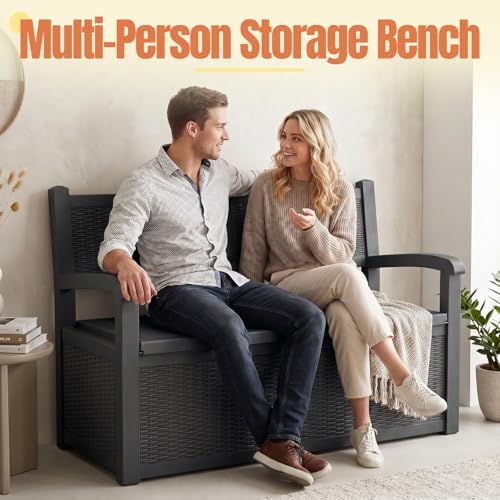 storage bench outdoor deck box, 140 gallon lockable, package contents