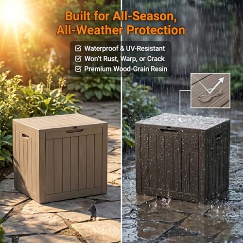 outdoor storage box resin deck box waterproof black, side view