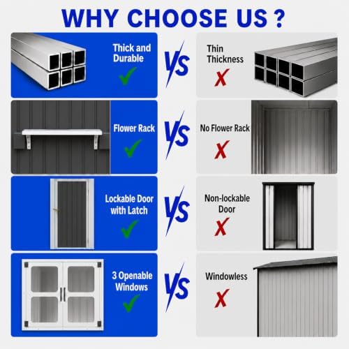 12x10 ft outdoor storage shed with 3 clear on a desk or shelf