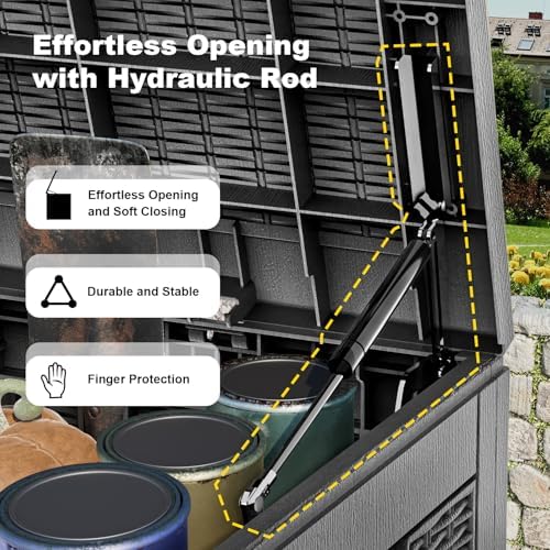 easyup 120 gal deck box waterproof outdoor storage, close-up detail