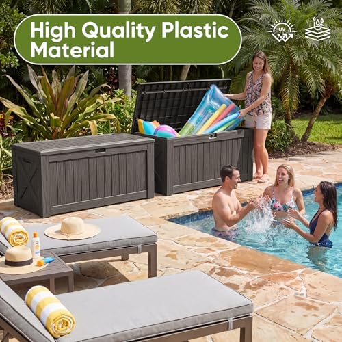 flamaker internal 120 gallon deck box waterproof, large, front angle view