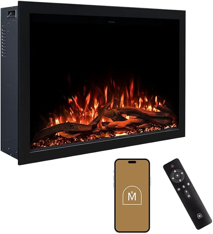 Modern Ember Highmark Traditional 38 Inch Built-in Smart Electric Fireplace by ModernEmber