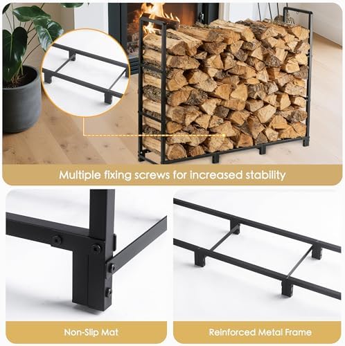 facka 4ft firewood rack outdoor, metal wood rack on a desk or shelf