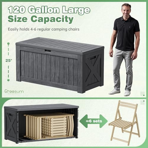 greesum outdoor storage box 120 gallon storage bin, side view