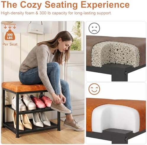 dreamdashio set of 2 small shoe storage benches, side view