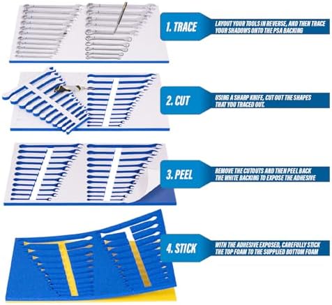 5s tool box shadow foam organizers (2 color) showing dimensions