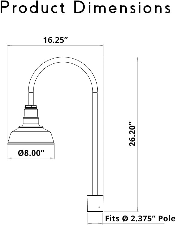 Steel Lighting Co. Hawthorne Light | Outdoor Pole Top Mounted | 8" Dome | - Image 2