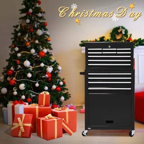 13 drawers tool chest with wheels,large capacity tool, front angle view