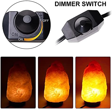 Salt Lamp Cord Replacement 2-Pack with Dimmer Switch 5 feet Lamp Cord and 8-Pack Halogen Salt Lamp Bulbs(15 Watts)