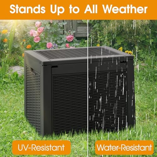 kamaboko outdoor storage box, 34 gallon deck box, side view