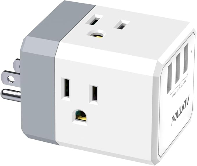 3-Outlet USB Wall Charger and Extender by POWSAV
