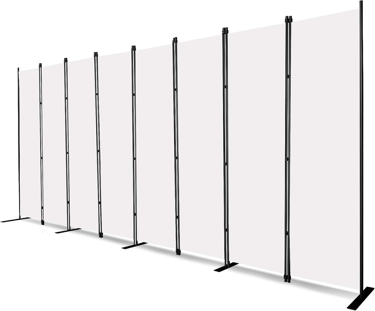 MAYOLIAH 8-Panel White Room Divider 6ft Tall Folding Privacy Screen Portable