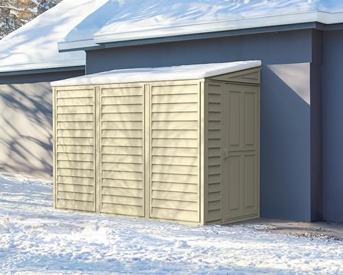 duramax sidemate 4x8 vinyl resin outdoor storage shed, close-up detail