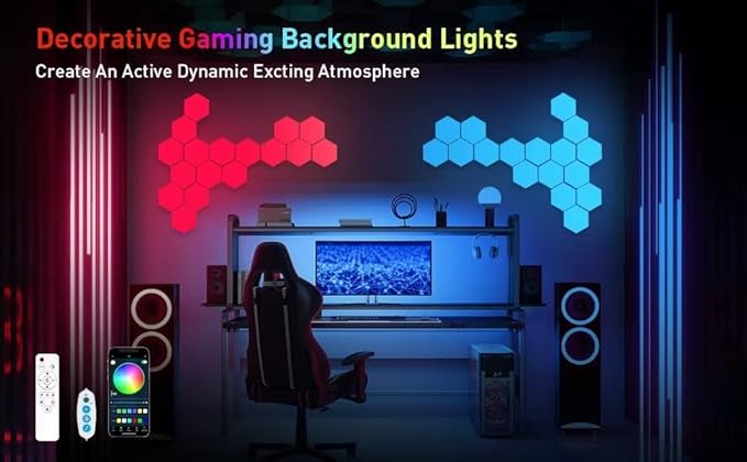 TISOFU Hexagon Lights LED Wall Panels, RGB Gaming Lights - Image 7