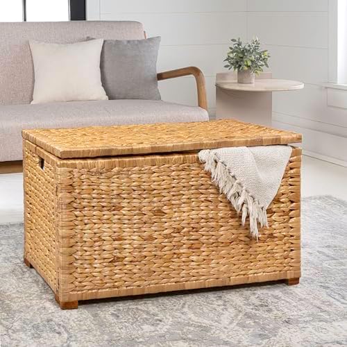happimess hpm9005a anada wicker weave 30" storage trunk shown in use