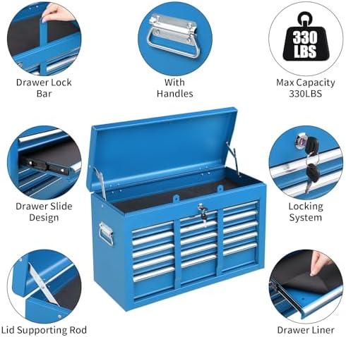 winado 24" portable tool box, 5 drawer tool showing dimensions