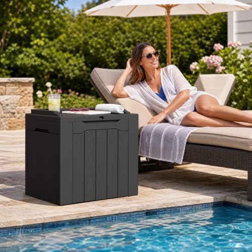 flamaker 2 pack deck box 31 gallon waterproof, close-up detail