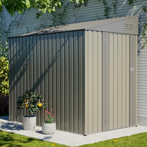 yopto 4x7 ft outdoor storage shed lean to, side view