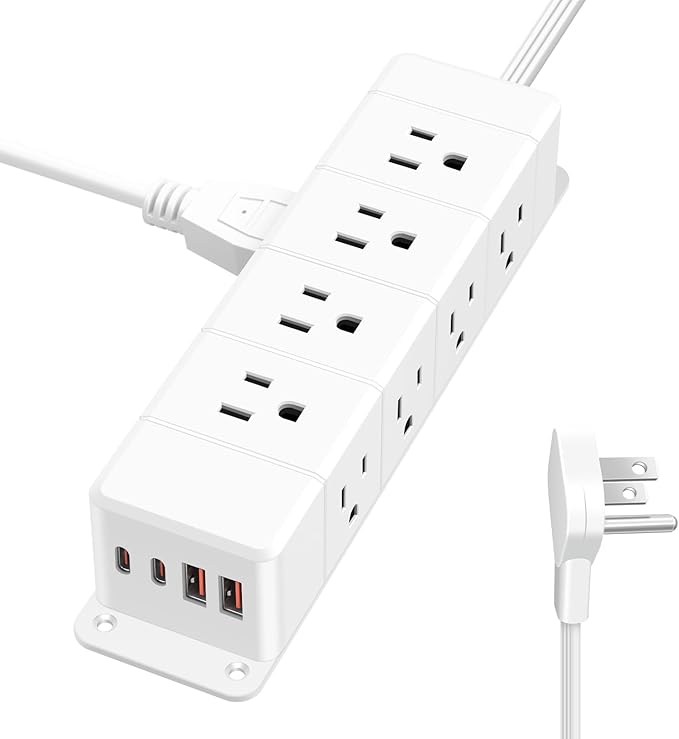 45W USB-C Fast Charging Under Desk Power Strip, 12 Outlet Mountable Power Strip by ANNQUAN