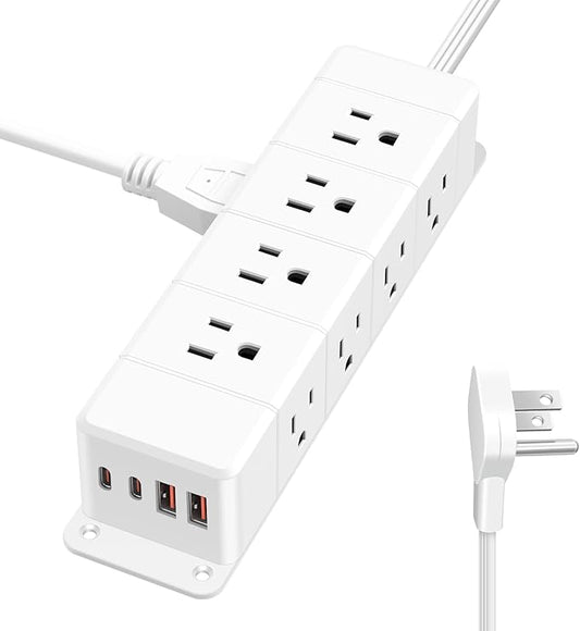 45W USB-C Fast Charging Under Desk Power Strip, 12 Outlet Mountable Power Strip by ANNQUAN