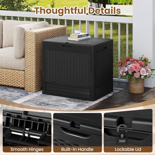 tangkula 25 gallon waterproof outdoor storage box with on a desk or shelf