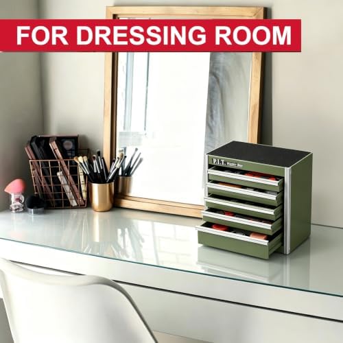 mini tool box with 5 drawer,green metal toolbox, side view