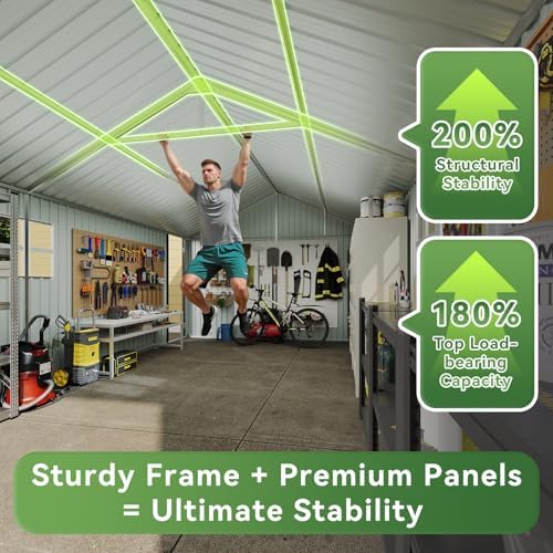 aoxun 12'x20' carport shed outdoor metal storage sheds on a desk or shelf