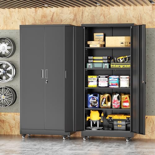 bonusall garage cabinets with wheels, 73" h metal, view 9