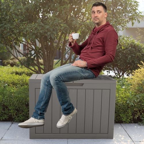 31 gallon waterproof storage deck box with lockable, package contents
