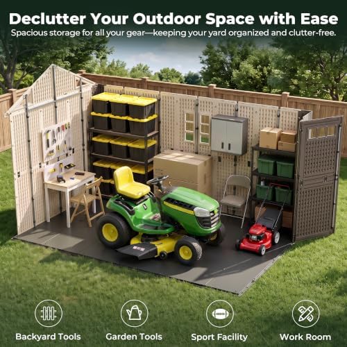 resin shed 8x12 ft outdoor storage shed with, close-up detail