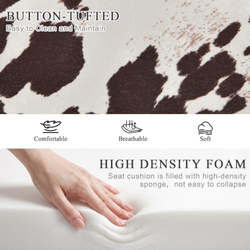 duhome velvet bench ottoman, upholstered bedroom benches cow, side view