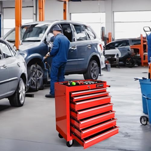 7 drawers rolling tool cart on wheels, multifunctional shown in use